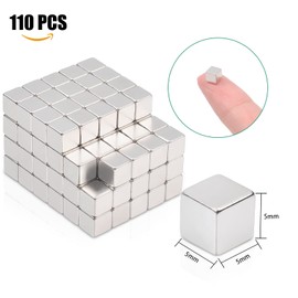 MIN CI MIN CI 110 Stück Neodym Magnete Extra Stark, 5x5x5mm Magnete Stark Mini Magnete Klein Magnete für Magnettafel Kühlschrank Tafelmagnete Fotos Whiteboard Magneten