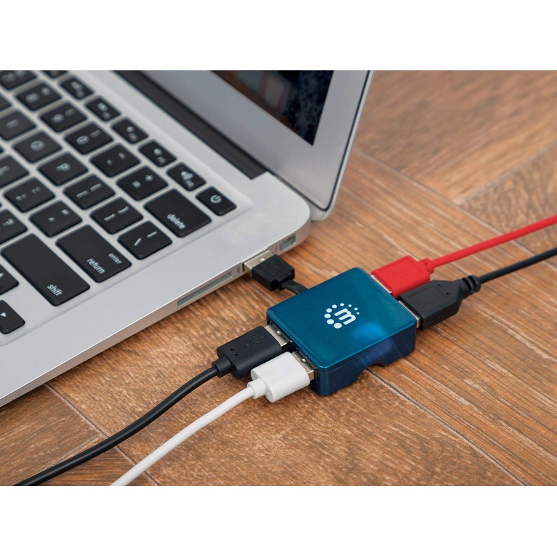 Manhattan 160605 Hub USB, 4 Puertos USB 2.0/1.1, Color Negro