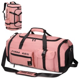 Suweir Travel Bag Large Women's Men's 65L Sports Bag with Shoe Compartment and Wet/Dry Compartment Large Capacity Travel Bag Swimming Bag Overnight Bag for Travel, Sports, Fitness, Pink, sports