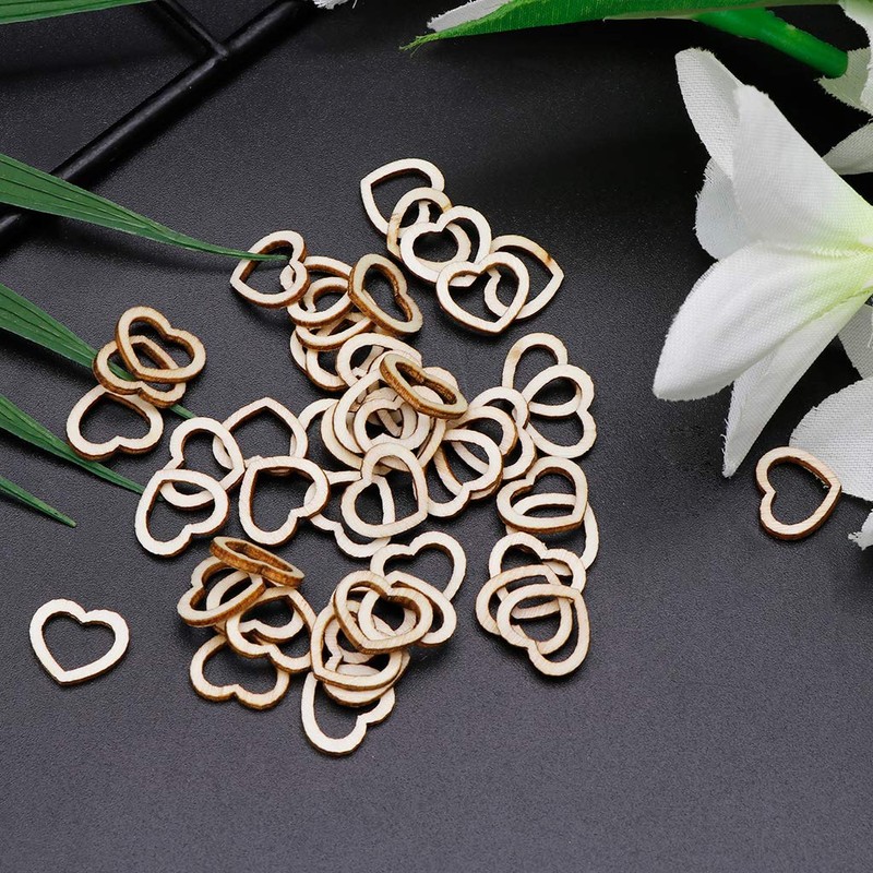 Heart Slices SOFEA 50pcs Hollow Wooden Heart Love Rustic Decoration