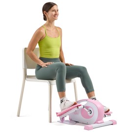 Sunny Health & Fitness Smart Pink Under-Desk Elliptical Trainer, Mini Pedal Exerciser for Home/Office Workout, Portable Machine for Seniors Training, Free Exclusive SunnyFit App Bluetooth Link - P2420