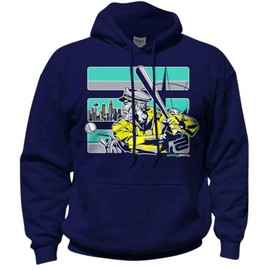 SafetyShirtz Men's The Skipper Hi-Vis Safety Stripe Hoodie, Turq/Neon Yellow/Navy Blue - Small