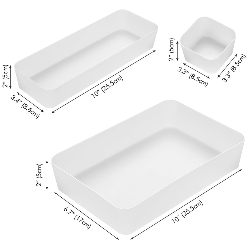 Lunhoo Set of 5 Drawer Organizer, Plastic Storage Bins for