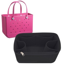 Lckaey Purse organizer inserts for rubber beach bag with Borg bag handbag organizers inserts Y015-black-M