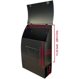 NACH Mailboxes for Outside Wall Mount, 15 x 9.5 x 4 inches, Black Wall Mounted Mailbox and Newspaper Holder, Waterproof Mailbox for Door - The No Admail Milano Mailbox