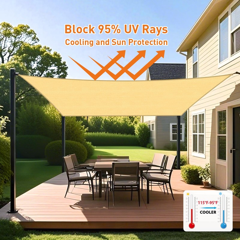 Artpuch Rectangular Breathable UV Block Sun Shade Sail Outdoor Covering