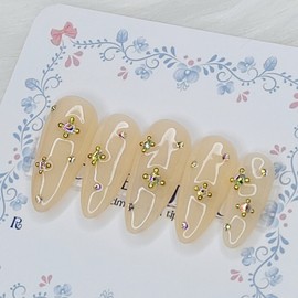 Ether Beige Handmade Nail Tips - Square M / 에테르 베이지 수제네일팁 - 스퀘어M