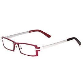 Calabria 822 Metal Reading Glasses +3.00 Coral Red Silver Men Women Designer Eyeglasses Trendy Aluminum Readers w/Hard Case