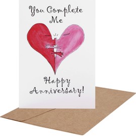 CJ&M Anniversary Card for Couple, you complete me',Funny Valentines Day Card for Boyfriend Girlfriend Men Women,Husband Wife Anniversary Card.Cute Cards for Couple Fiancé