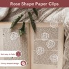 Flower Paper Clips 100pcs, White Rose Shape Paper Clips Bookmarks