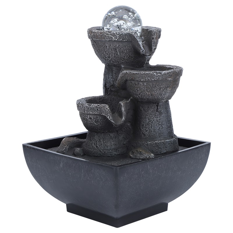 LED Illuminated Tabletop Waterfall Flowing Water Fountains with Ball for