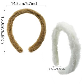 4 PACK Faux Fur Headband Hairband for Women Girls,Cute Stylish Fluffy Headwear Makeup Spa Skincare Headband Soft Fashion Hair Accessories