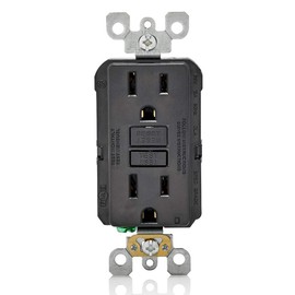 Leviton GFCI Outlet, 15 Amp, Self Test, Non Tamper-Resistant with LED Indicator Light, Protection from Electric Shock and Electrocution, GFNT1-E, Black