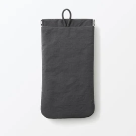 Mujin Ryohin Wrinkle Nylon One-Handed Opening Flat Pouch - Dark Gray M Approx. 10.3×18.5 cm 84473906