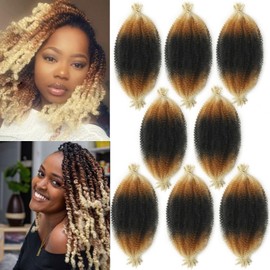 8 Inch Springy Afro Twist Hair Marley Twist Braiding Hair 8 Packs Kinky Twist Hair Short Marley Hair Wrapping Hair for Soft Locs Passion Hair Extensions