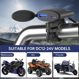 OBEST Motorrad USB Steckdose,PD Typ C und Quick 3.0 Quick Charge, Motorrad-Handy-Ladegerät mit Wasserdichtigkeit für 12V ~ 24V Motorrad
