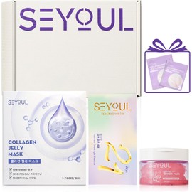 SEYOUL Kit Hidratación y Glow Diario Facial 3 Pasos, Jelly Mask Hidratante + Sérum Nocturno 21 Días + Crema de Ojos con Péptidos