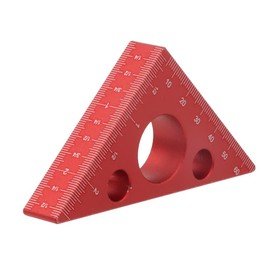 FTtool 3D Triangular Ruler Measuring Height Gauge Aluminum Alloy Markings in Inches / mm with Both Rulers, High Precision, DIY Auxiliary Tool for Woodworking, Red