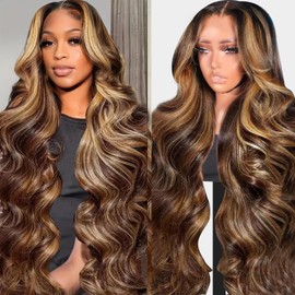 MIGURA Ombre Lace Front Wig Human Hair Pre Plucked 200 Density 13x4 HD Lace Frontal Wigs 4/27 Honey Blonde Ombre Body Wave Human Hair Wig Colored Real Hair Glueless Wigs for Women 22 Inch