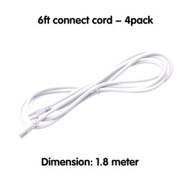 6FT 1.8 Meter T5 T8 Tube Light Fixture LED Linkable Cord, Double end Connector Cable, Power Extension Wire for LED Integrated Single Fixture, Shop Light, Garage Light, Under Cabinet Light, Pack of 4