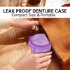 Leakproof Denture Case Purple Denture Soaking Cup False Teeth Container,
