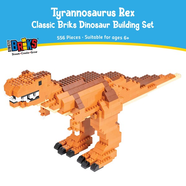Strictly Briks Classic Bricks Dinosaur Building Set, Tyrannosaurus Rex, 556 Pieces, 100% Compatible with All Major Building Brick Brands, for Kids Ages 6+