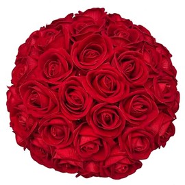 FagusHome 30 piezas de rosas artificiales de seda rosas ramo a granel de flores falsas con tallos para decoración del hogar de bodas (rojo)
