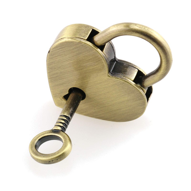 E-outstanding Heart Shape Padlock 3PCS 30x39x7mm Vintage Style Mini Brass