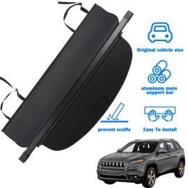 Marretoo for Jeep Cherokee Cargo Cover 2014 2015 2016 2017 2018 for Jeep Cherokee Accessories Black Retractable Trunk Cover Security Shield Shade