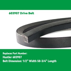 603907 Lawn Mower Drive Belt Fits for Hustler Raptor, Raptor Limited, Raptor SD and Raptor SDX Mowers (1/2" x 50-3/4")