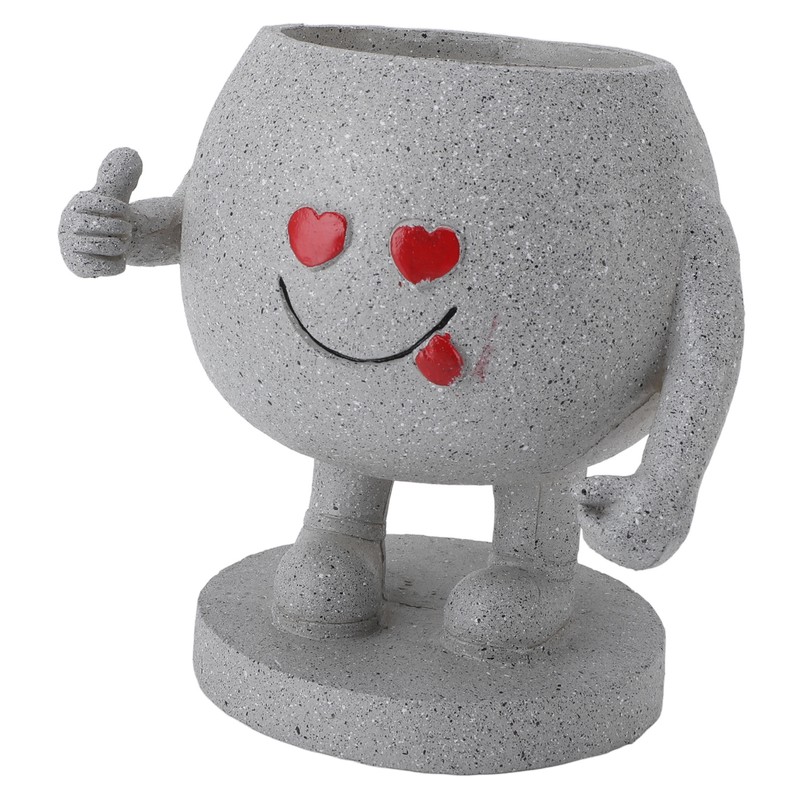 Succulent Pot Adorable Smiling Figure Standing Thumb Up Resin Flower