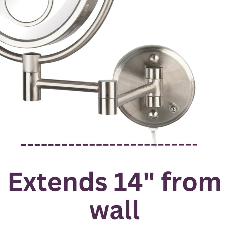 JERDON Two-Sided Wall-Mounted Makeup Mirror with Lights - Lighted Makeup