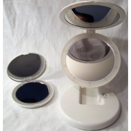 Flip 'N Beauty Make-Up LED Lighted 2 Pack Mirrors, 1 Large and 1 Compact, White