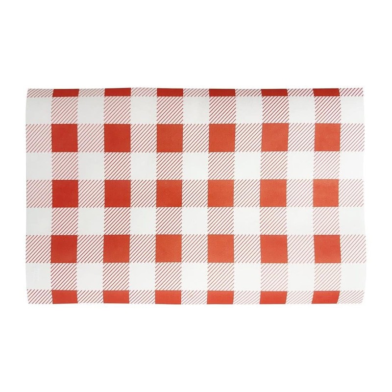 Fiesta Compostable Red Gingham Greaseproof Sheets, 310x190 mm, Pack 200