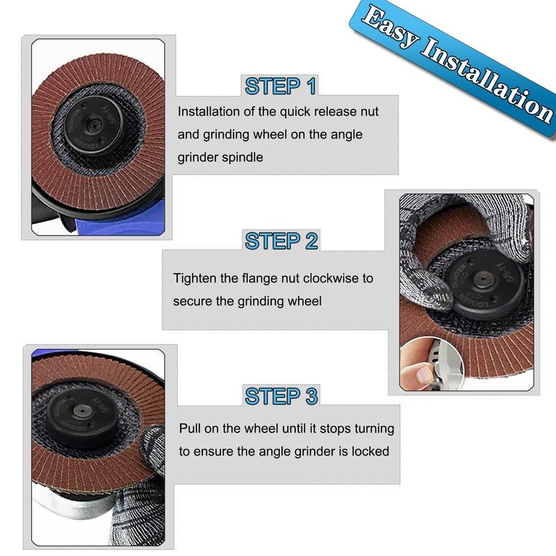 Saipor 5/8''-11 Thread Angle Grinder Flange Nut, Metal Quick Release