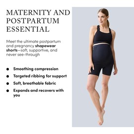 Ingrid & Isabel Basics - Postpartum and Maternity Bike Shorts - Maternity Shapewear Shorts, S, Black