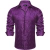 Hi-Tie Purple Silk Paisley Mardi Gras Dress Shirts for Mens