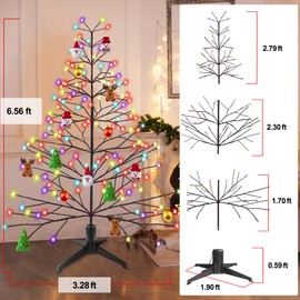 STRIGHT 6.5FT 360 Degree Rotating Bare Artificial Christmas Tree with Smart 153 RGB LED Lights, Easy Pop-Up Assembly, Includes 360 Degree Rotating Stand