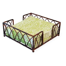 Boston International Arch Design Cocktail Napkin Holder Caddy, Aged Chestnut