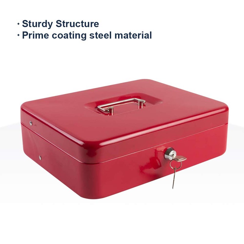 KYODOLED Locking Cash Box with Lock,Money Box with Cash Tray,Lock