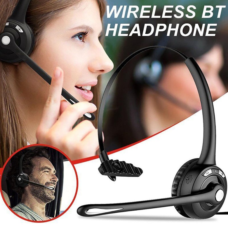 Trucker Bluetooth Headset, Single Ear Telephone Headset with Noise Cancelling