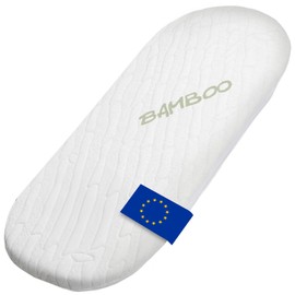 DOLCI SOGNI Universal Mattress for Baby Bath 72 x 32 cm, Thickness 4 cm, Oeko-Tex® and CertiPUR™, Mattress for Prams, Made of Breathable Memory Foam, 100% Made in Italy, Bamboo Fibre Cover