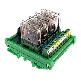 ANMBEST 4 Channel AC/DC 24V Rail Mount Relay Interface Module PNP NPN SPDT 16A Pluggable Power Relay, G2R-1-E