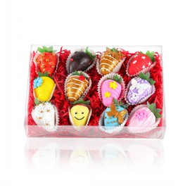 JCXGRVC 4 PCS 10x7x2 inches Clear Strawberry Boxes Bakery Boxes Cookie Boxes Macaron Boxes Gift Boxes Treat Boxes