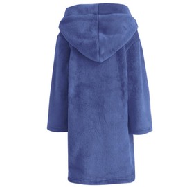 DNggAND - Albornoces para niños y niñas, batas de baño de felpa suave de forro polar coral con capucha para niños, marino, 11-12 Años