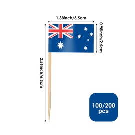 AhfuLife 100/200pcs Australia Toothpick Flags, Australian Cocktail Stick Flag for National Day Sandwich Food Cupcake Toppers Tableware World Cup Party Supplies Pub Royal Event Decor (100 Pcs)