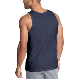 Hat & Beyond Men's Soft Performance Tank Top - Gym Muscle Tee, Harbor Blue (Large)