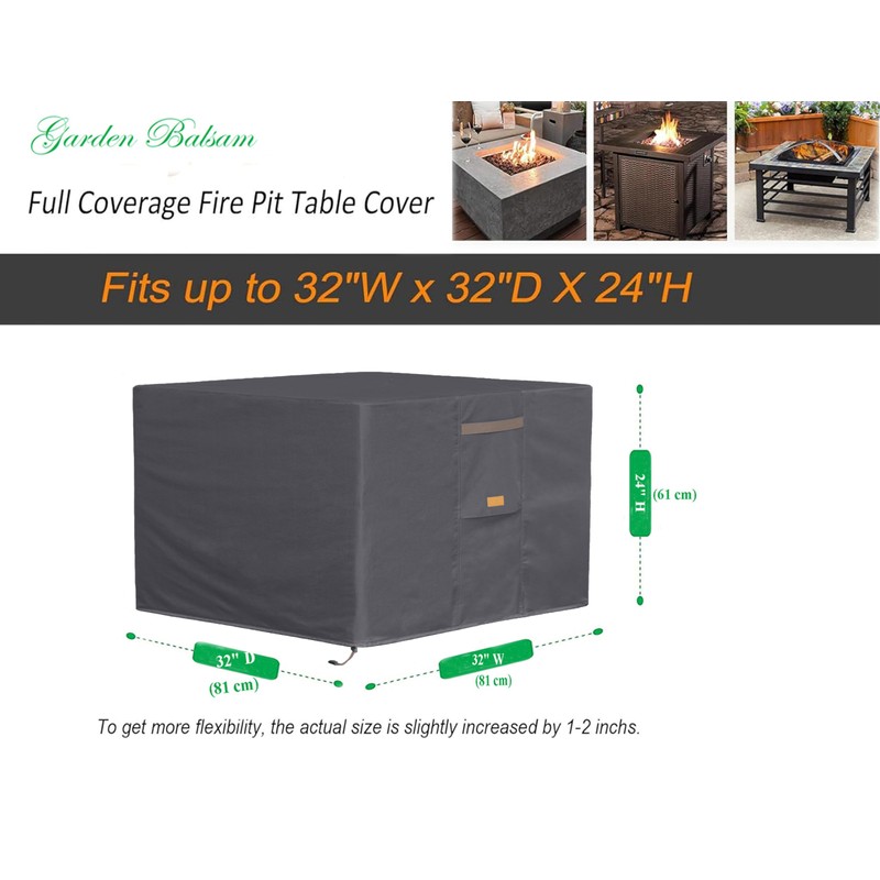 Garden Balsam Fire Pit Cover Waterproof Heavy Duty Fade Resistant