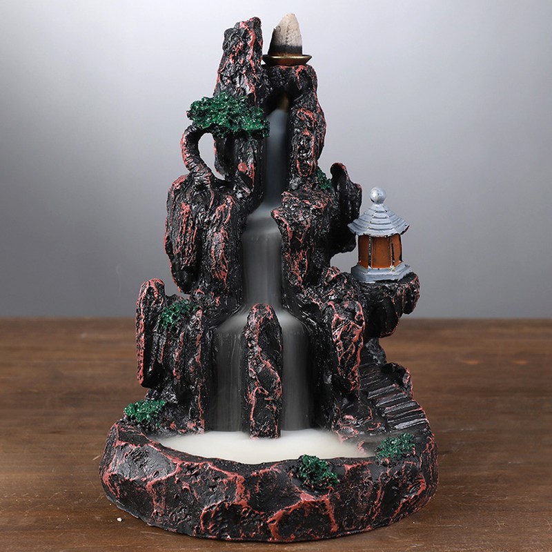 Unique Mountain Water Backflow Incense Burner Holder Home Resin Ornament