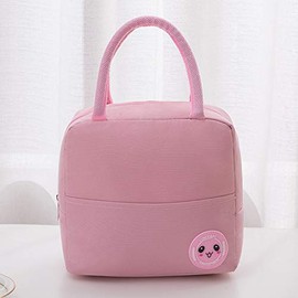 U-SITU BD002 Lunch Bag, Large Capacity, Cute, Smile, Lunch Bag, For Work or School, Pink, Eco Bag, Stylish, Beautiful, Convenient Storage, Travel, Popular, Unisex, Lightweight